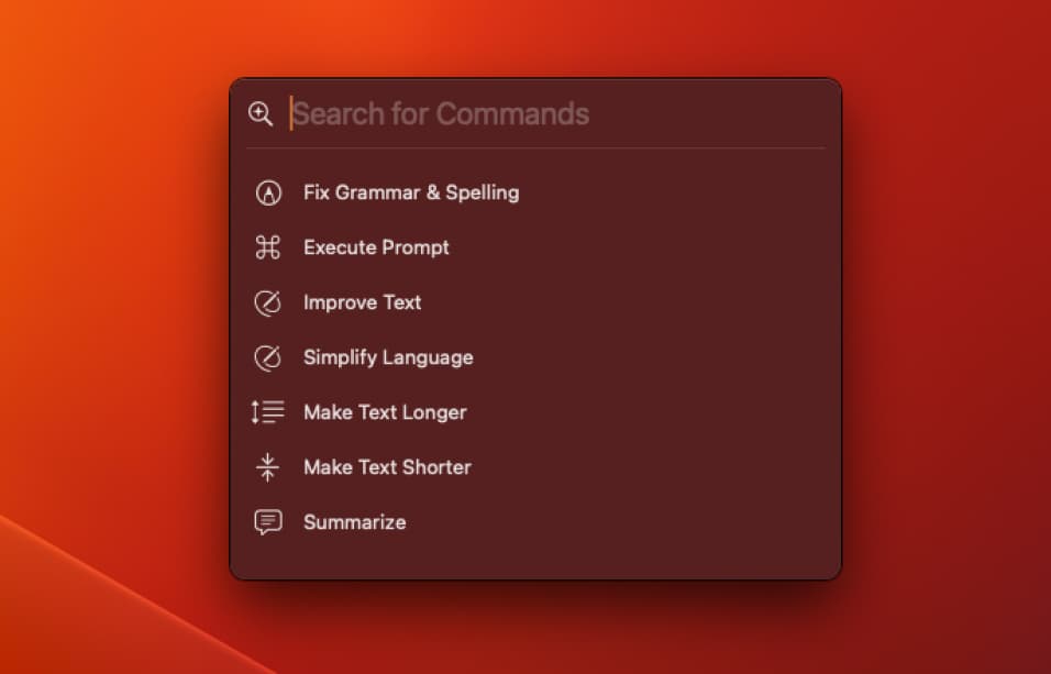 Command Menu Interface