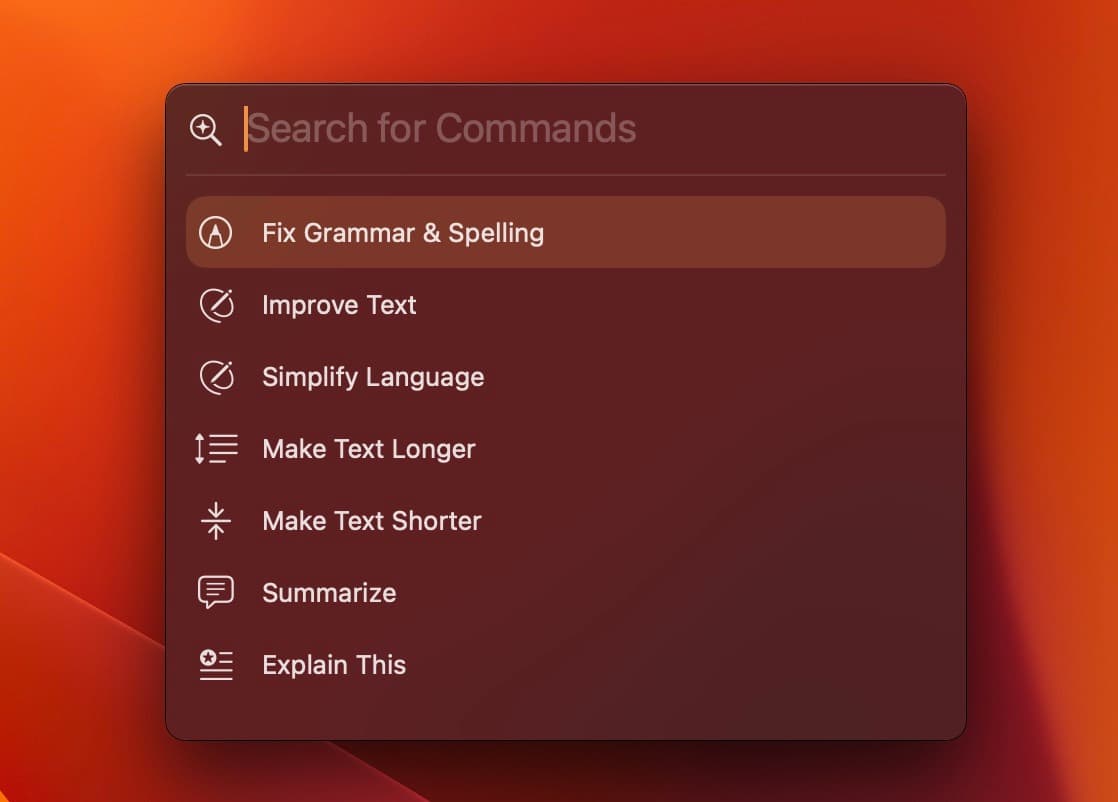 New Command Menu